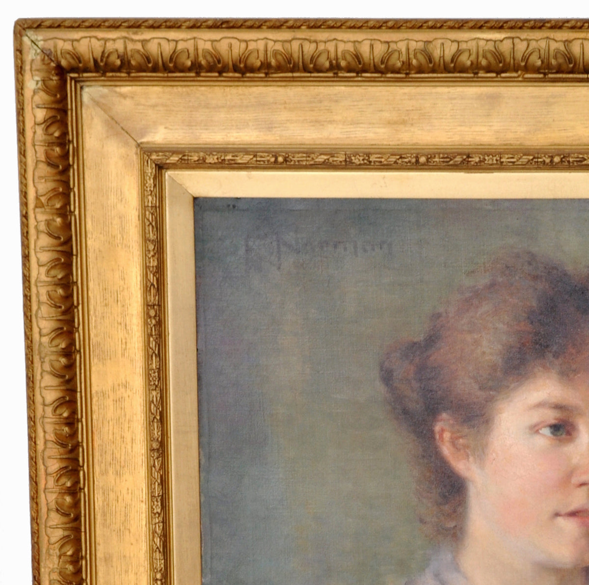 Antique English School Oil on Canvas Painting Female Portrait, Circa 1900