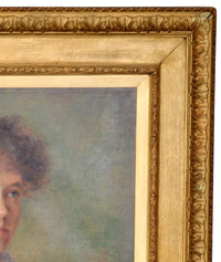 Antique English School Oil on Canvas Painting Female Portrait, Circa 1900