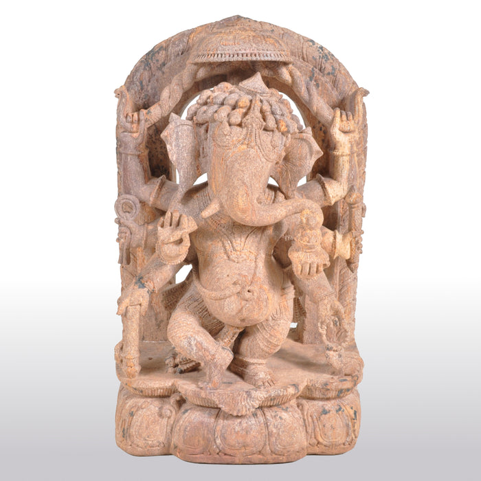 Antique 17th Century Hindu Carved Sandstone Ganesha Statue / Stele India 1600's