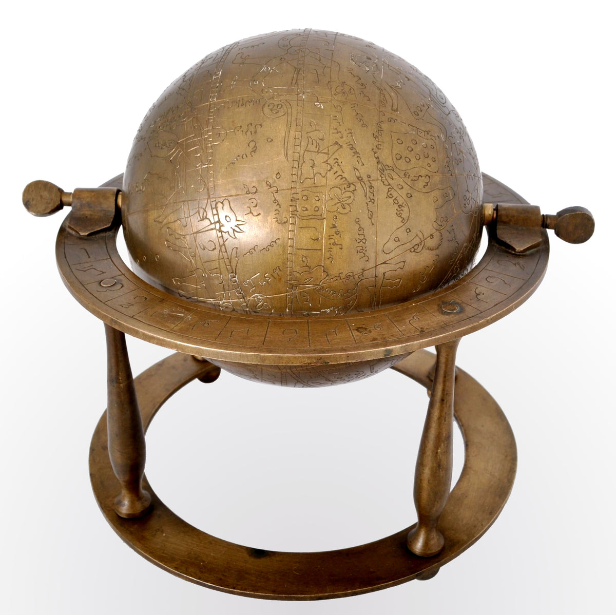 Antique 19th Century Islamic Persian Arabic Bronze Celestial Globe Astrolabe, circa 1850