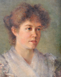 Antique English School Oil on Canvas Painting Female Portrait, Circa 1900