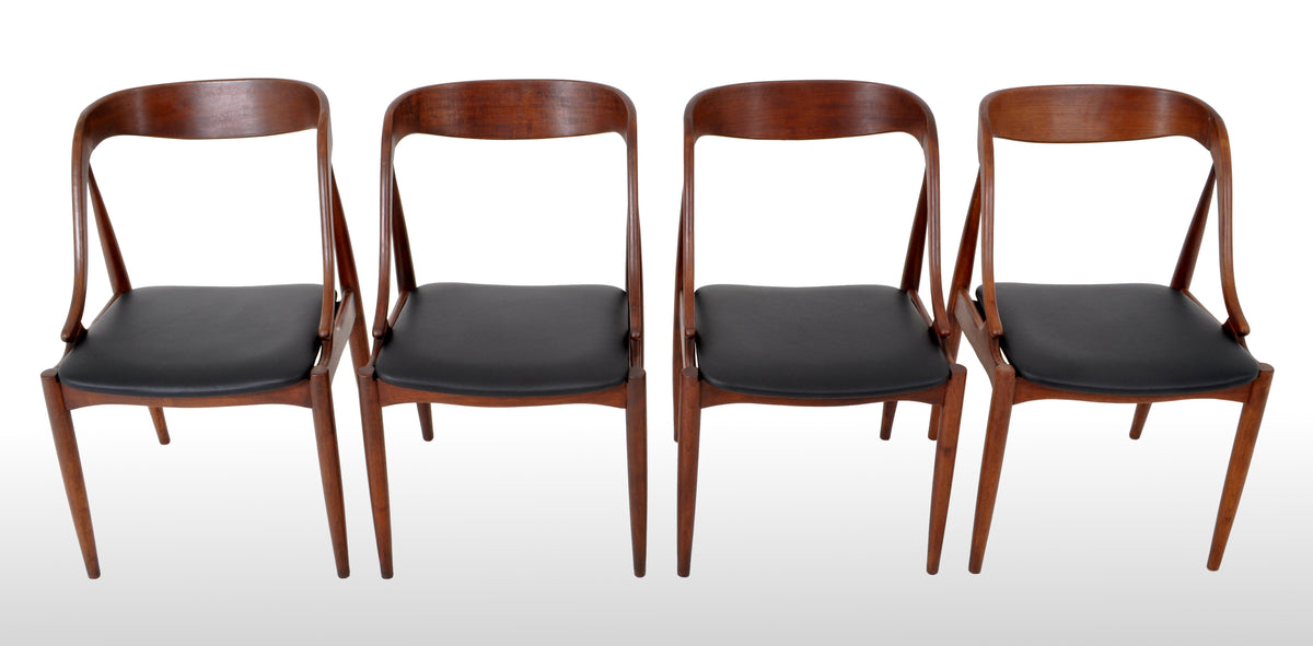 Set of 4 Mid-Century Modern Danish Teak & Leather Dining Chairs, 1960s