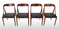 Set of 4 Mid-Century Modern Danish Teak & Leather Dining Chairs, 1960s