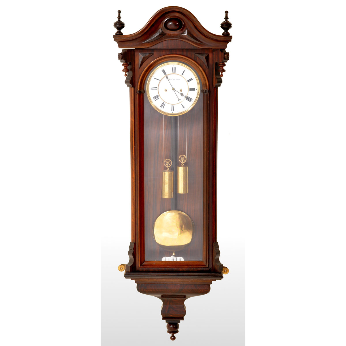 Antique Vienna Regulator/Clock 8-Day Time and Strike Wall Clock by Carl Suchy & Söhne, circa 1890