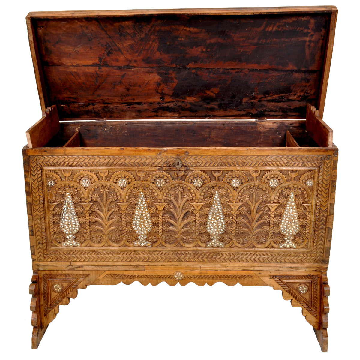 Antique Inlaid Mother of Pearl Syrian Marriage Dowry Chest / Coffer / Trunk, circa 1880