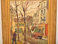 French Oil on Canvas Post Impressionist New School of Paris Painting Street Scene Michel Dureuil 1948