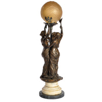 Antique French Bronze & Marble Statue / Sculpture / Table Lamp, The Three Graces, circa 1900