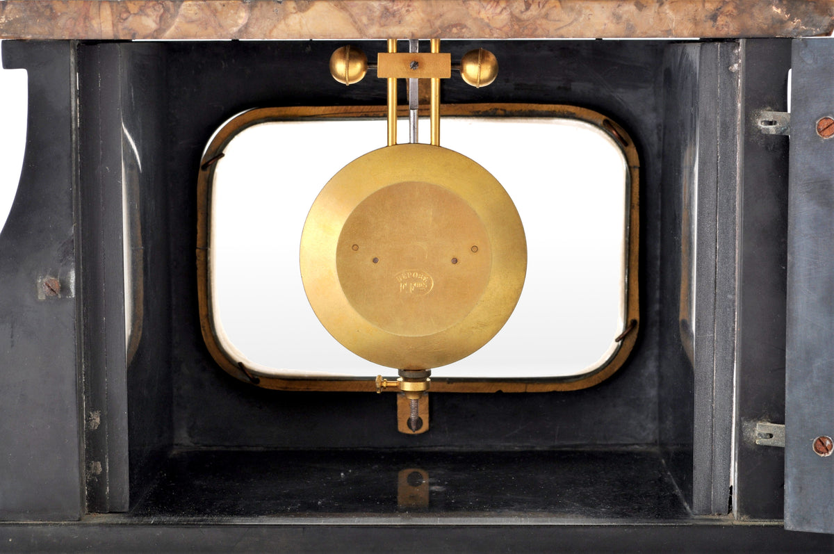 Antique 8-Day Marble & Slate Mantel Clock by Henri Marc of Paris, circa 1870