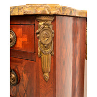 Antique French Louis XV Inlaid Parquetry Ormolu Marble Top Commode / Chest, circa 1780