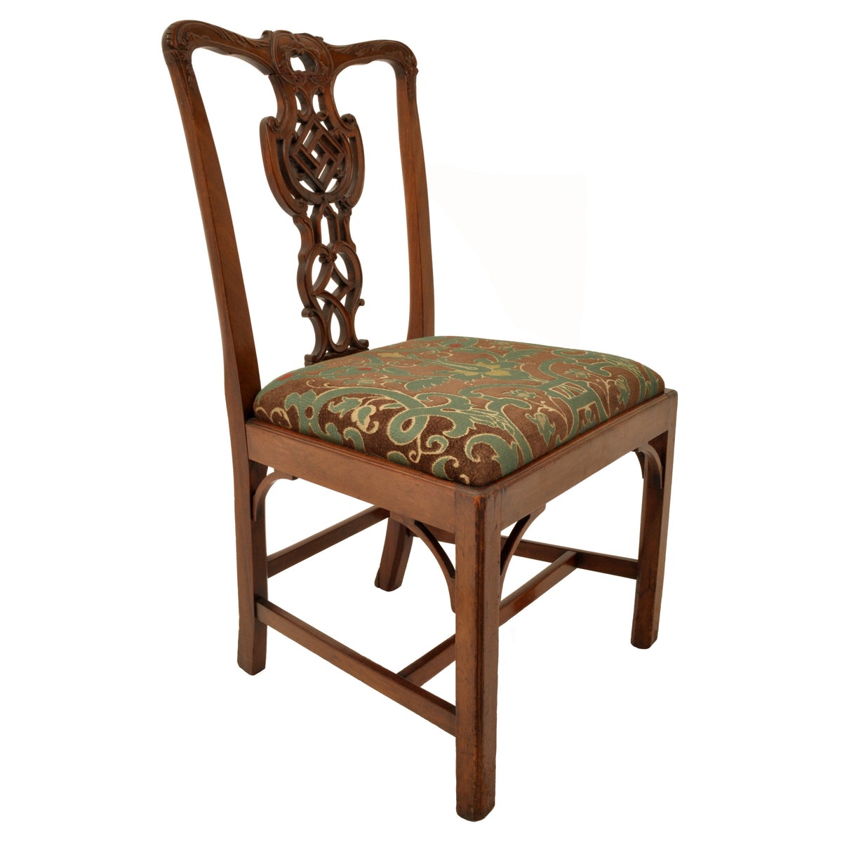 Set of Four Antique 19th Century Carved Mahogany Chippendale Dining Chairs, circa 1890