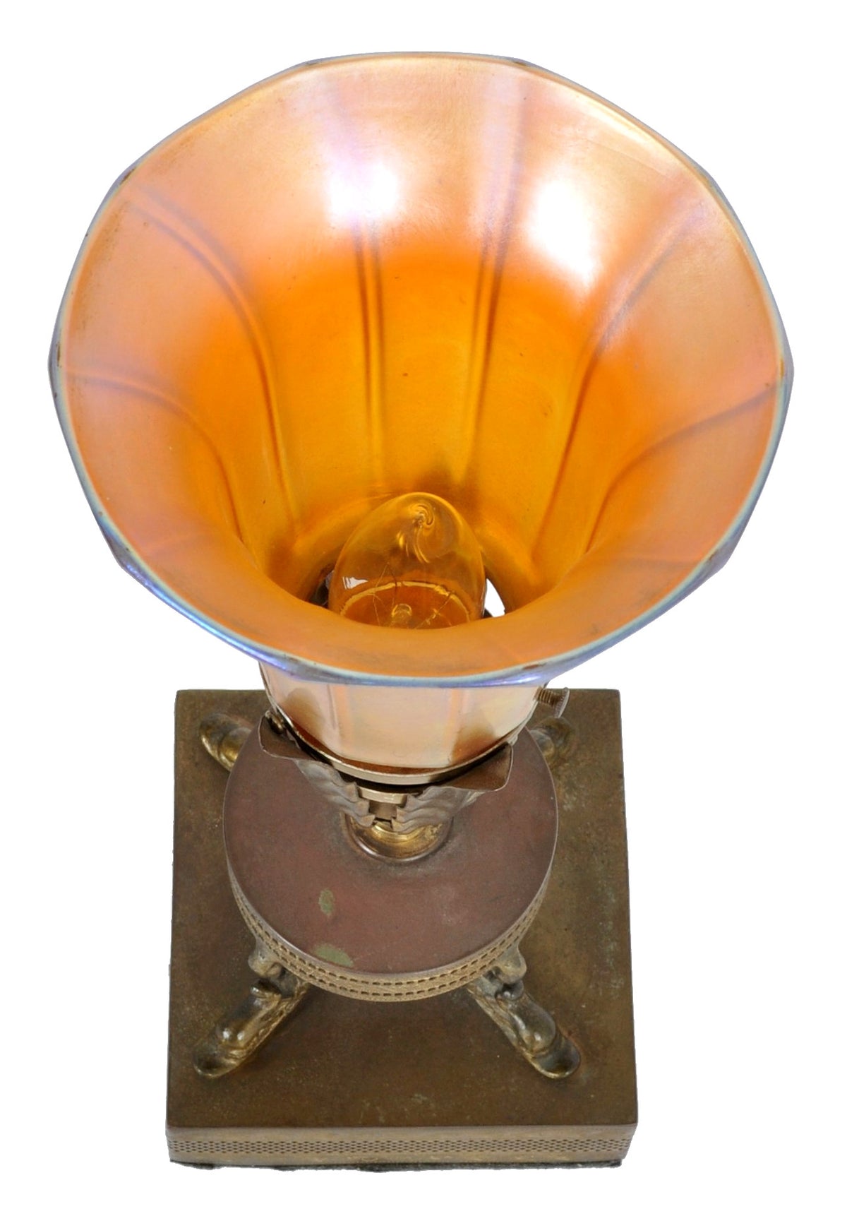Antique American Art Nouveau Table Lamp by Quezal, Circa 1910
