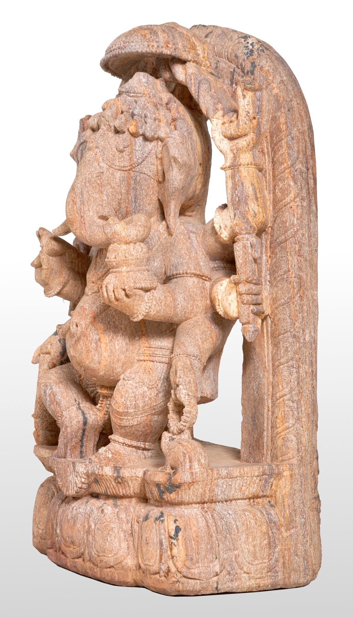 Antique 17th Century Hindu Carved Sandstone Ganesha Statue / Stele India 1600's