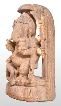 Antique 17th Century Hindu Carved Sandstone Ganesha Statue / Stele India 1600's