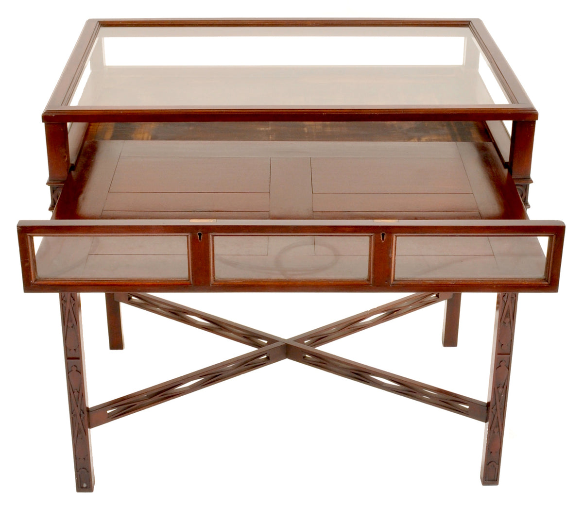 Antique Edwardian George III Chinese Chippendale Style Bijouterie Table / Vitrine / Display Case, Circa 1900