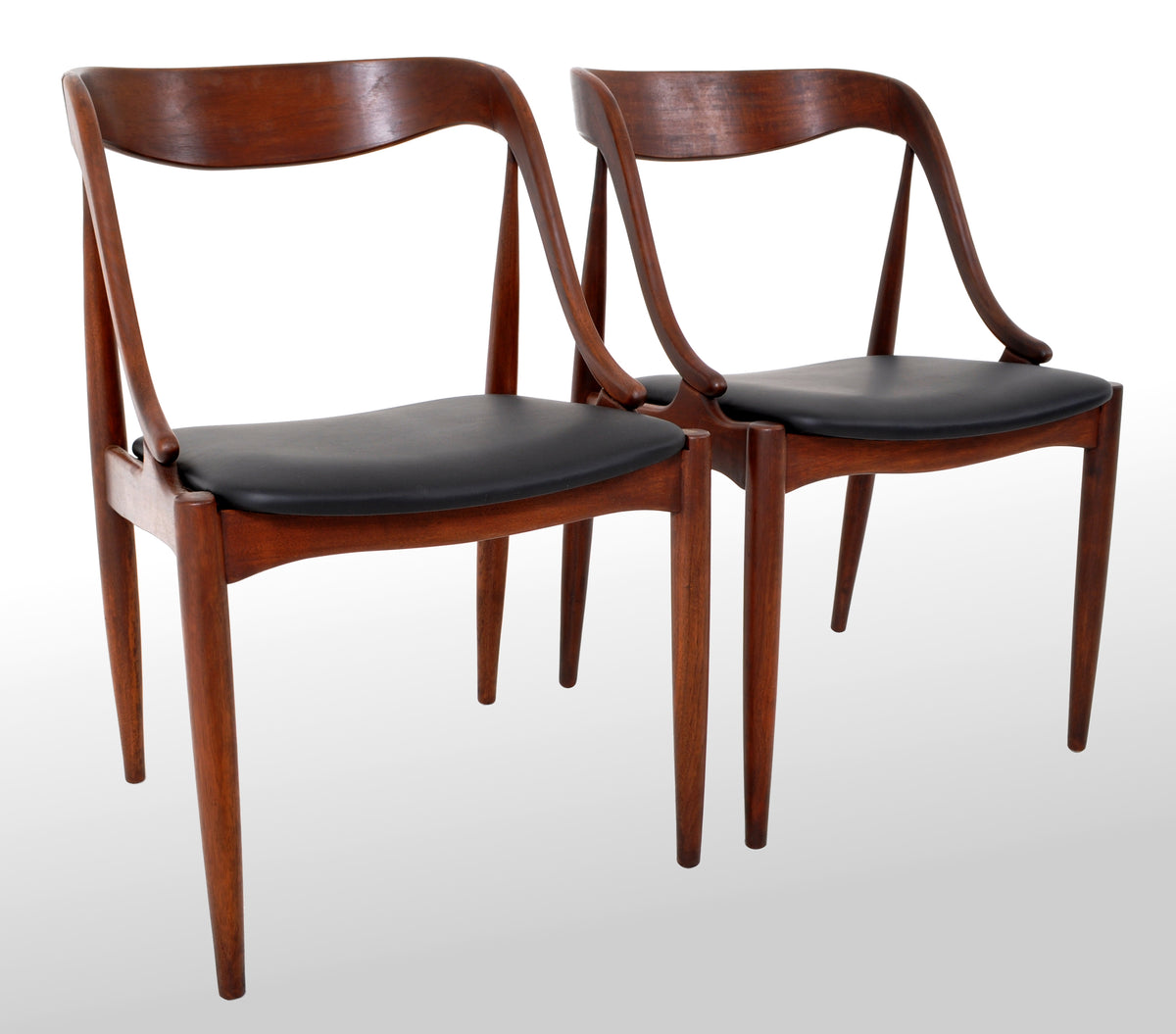 Set of 4 Mid-Century Modern Danish Teak & Leather Dining Chairs, 1960s
