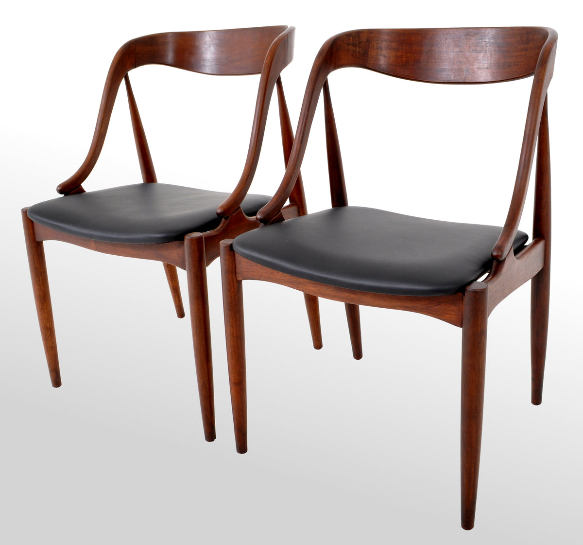 Set of 4 Mid-Century Modern Danish Teak & Leather Dining Chairs, 1960s