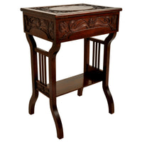 Antique Art Nouveau Scottish Arts & Crafts Carved Walnut Sewing Work Table, circa 1900