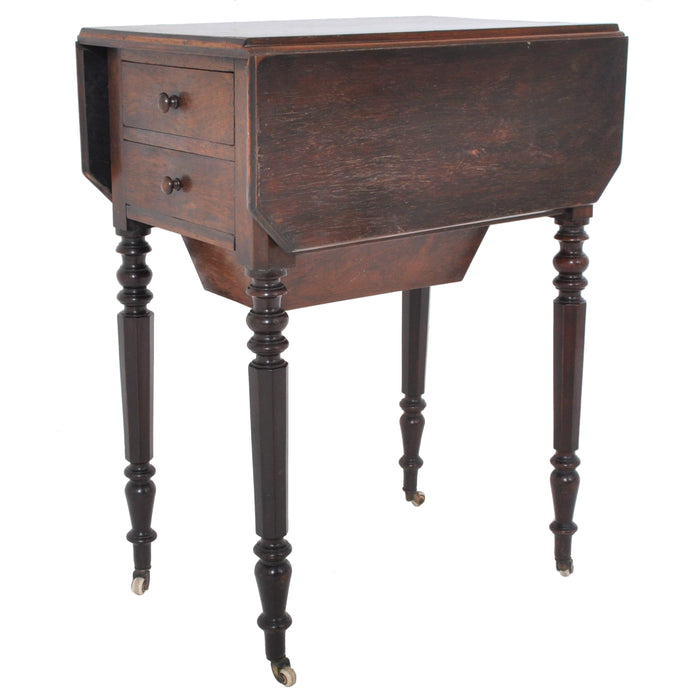 Antique Regency George III Rosewood Work/Sewing Drop Leaf Table, Circa 1820