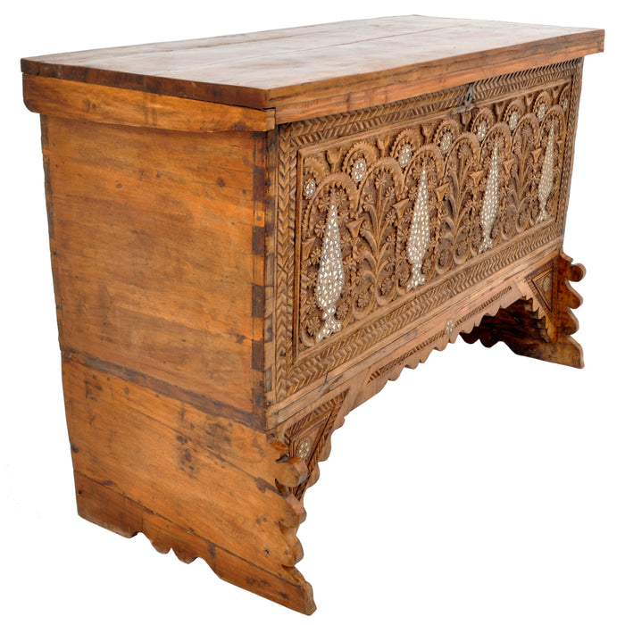 Antique Inlaid Mother of Pearl Syrian Marriage Dowry Chest / Coffer / Trunk, circa 1880