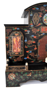 Antique Chinese Qing Dynasty Lacquer Cloisonné Buddhistic Shrine / Cabinet, circa 1900