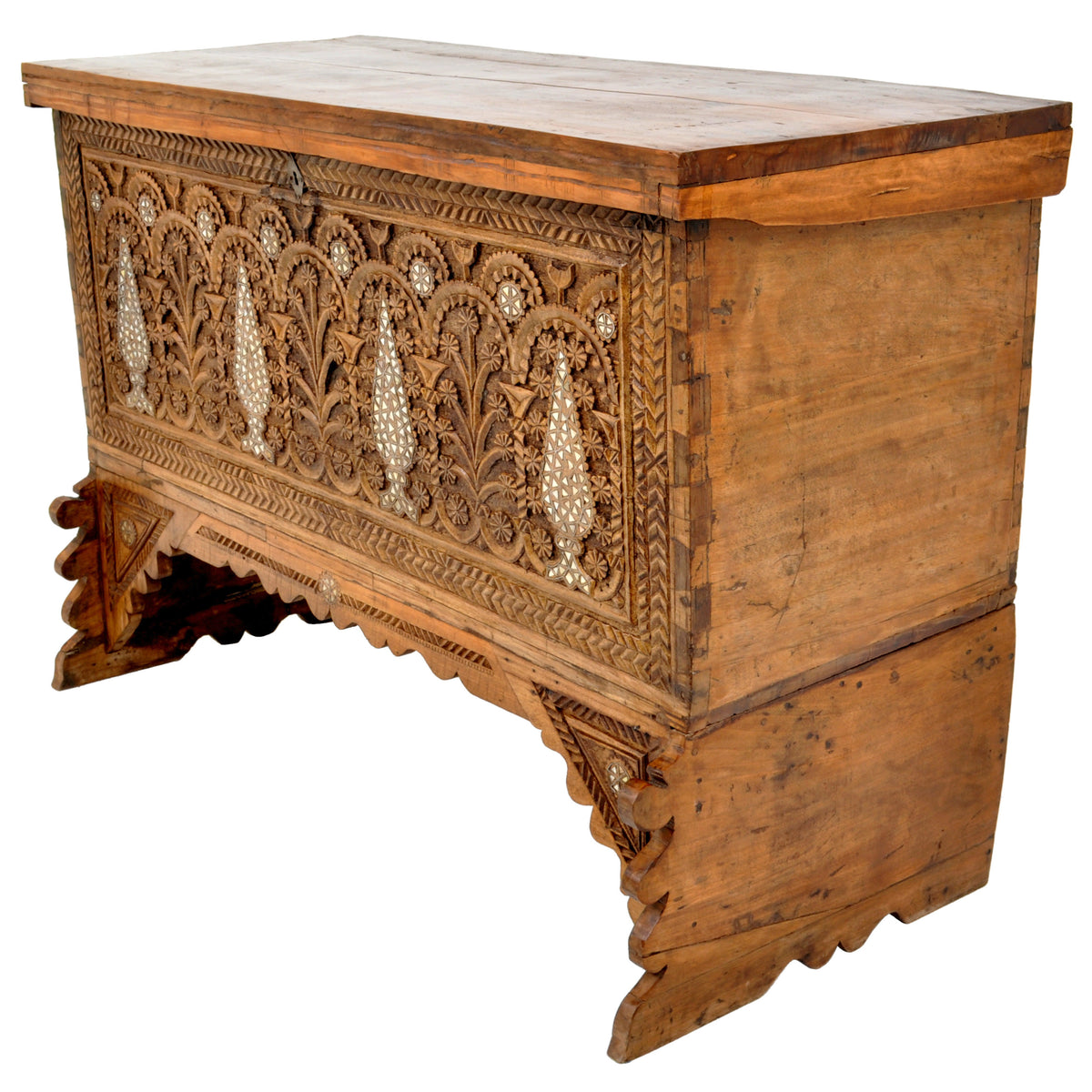 Antique Inlaid Mother of Pearl Syrian Marriage Dowry Chest / Coffer / Trunk, circa 1880