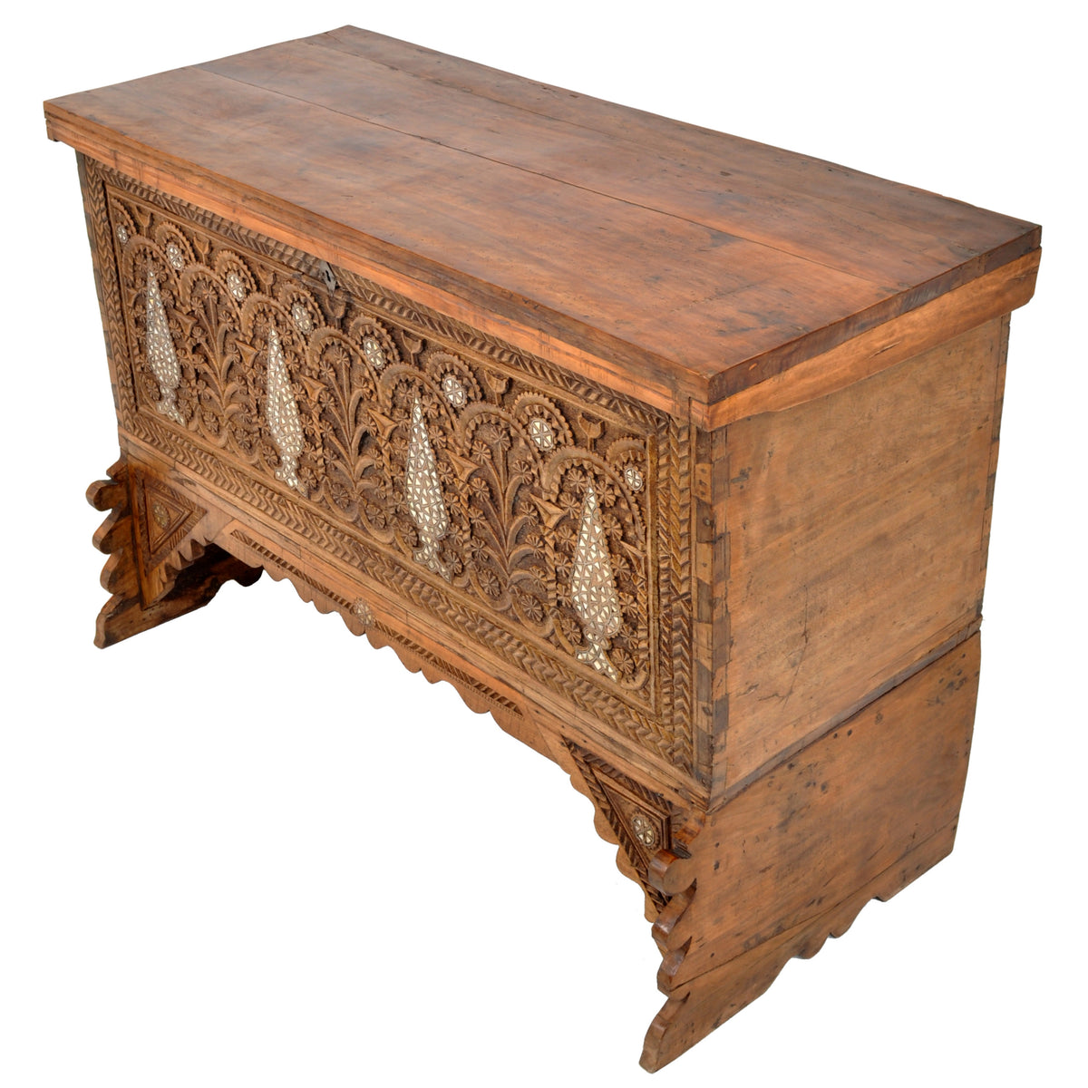 Antique Inlaid Mother of Pearl Syrian Marriage Dowry Chest / Coffer / Trunk, circa 1880