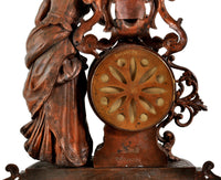 Antique French Rococo Style Bronze Figural 8-Day Movement Clock, circa 1895