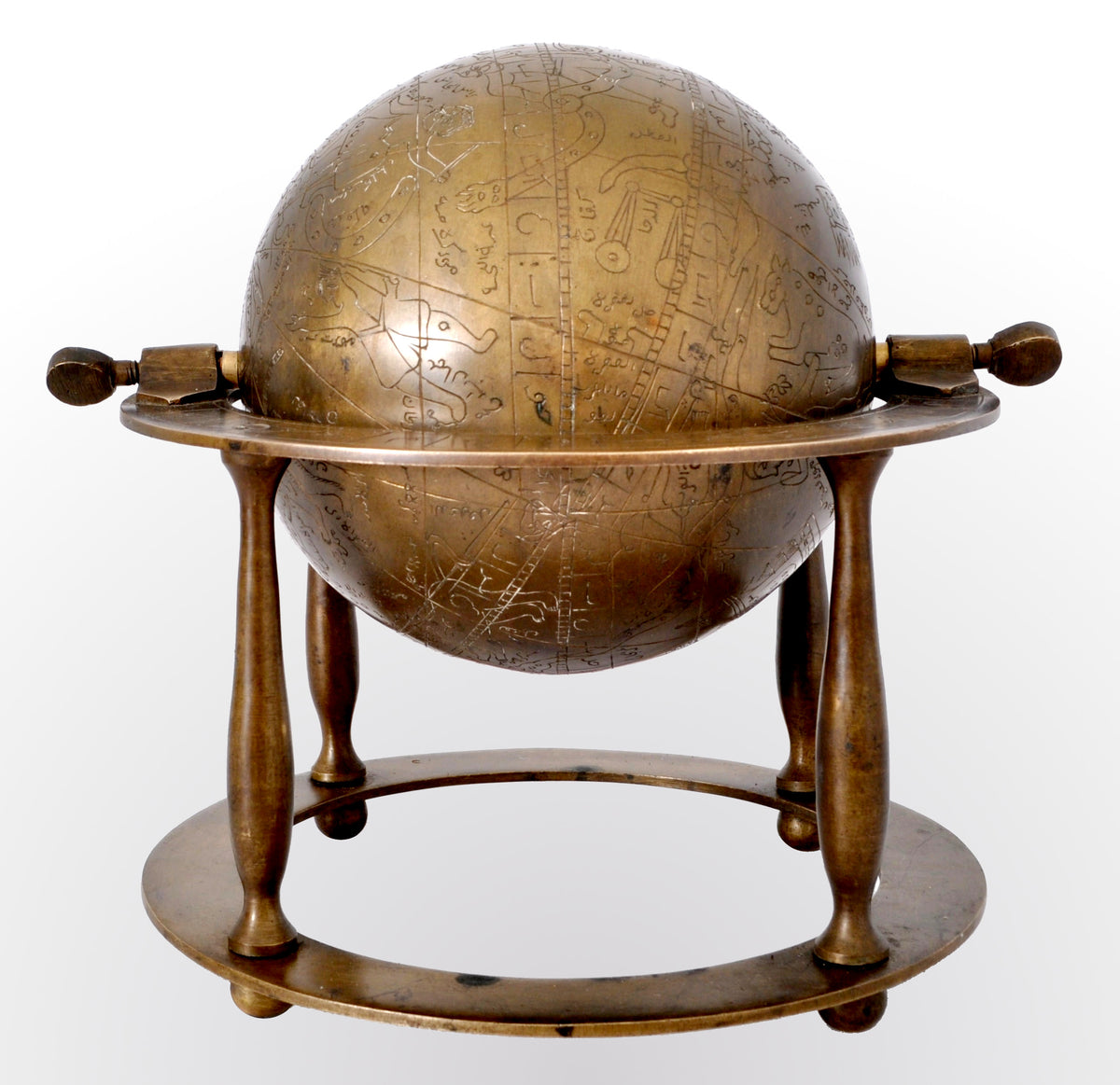 Antique 19th Century Islamic Persian Arabic Bronze Celestial Globe Astrolabe, circa 1850