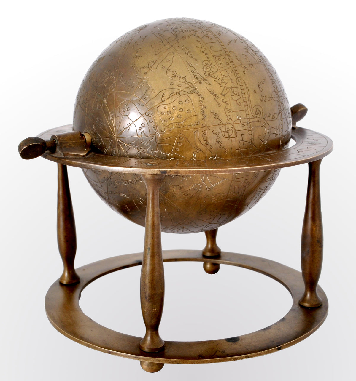 Antique 19th Century Islamic Persian Arabic Bronze Celestial Globe Astrolabe, circa 1850