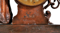 Antique French Rococo Style Bronze Figural 8-Day Movement Clock, circa 1895