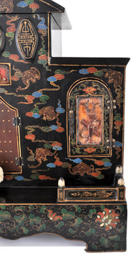 Antique Chinese Qing Dynasty Lacquer Cloisonné Buddhistic Shrine / Cabinet, circa 1900