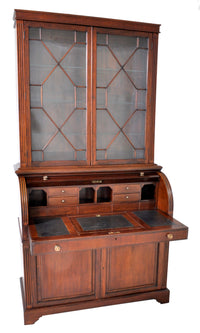 Fine Antique 19th Century George IV Mahogany Cylinder Bookcase / Secretary / Desk, Circa 1830