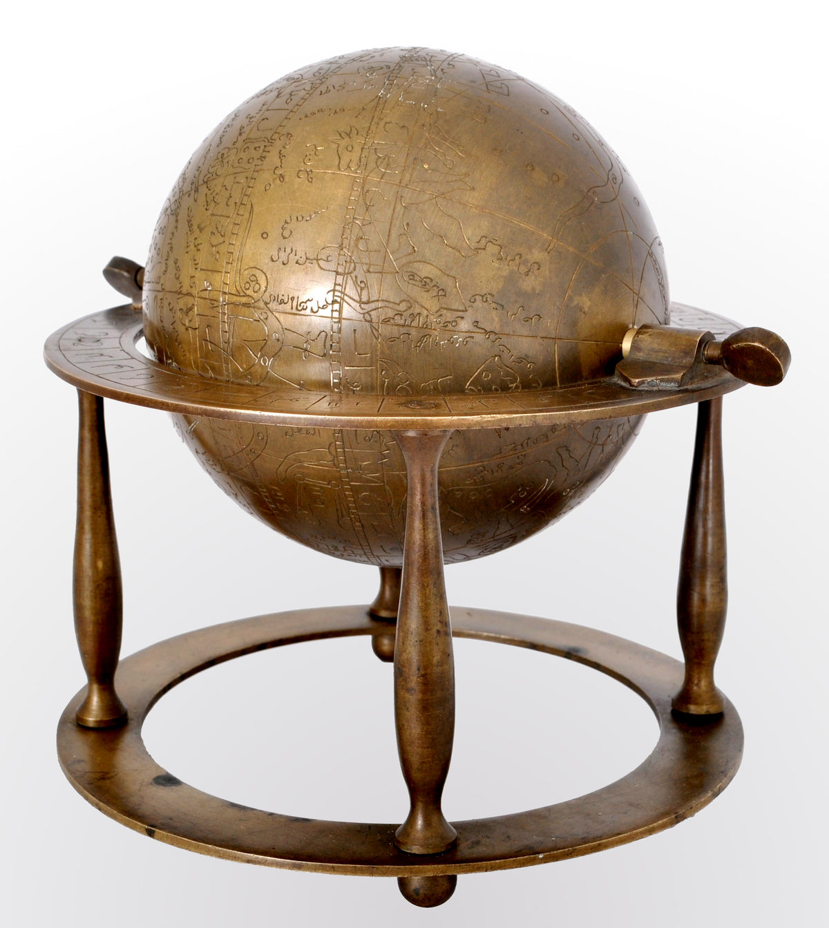 Antique 19th Century Islamic Persian Arabic Bronze Celestial Globe Astrolabe, circa 1850