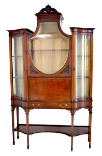 Antique Edwardian Hepplewhite Revival Mahogany Secretary Desk/China Cabinet/Hutch, Circa 1890