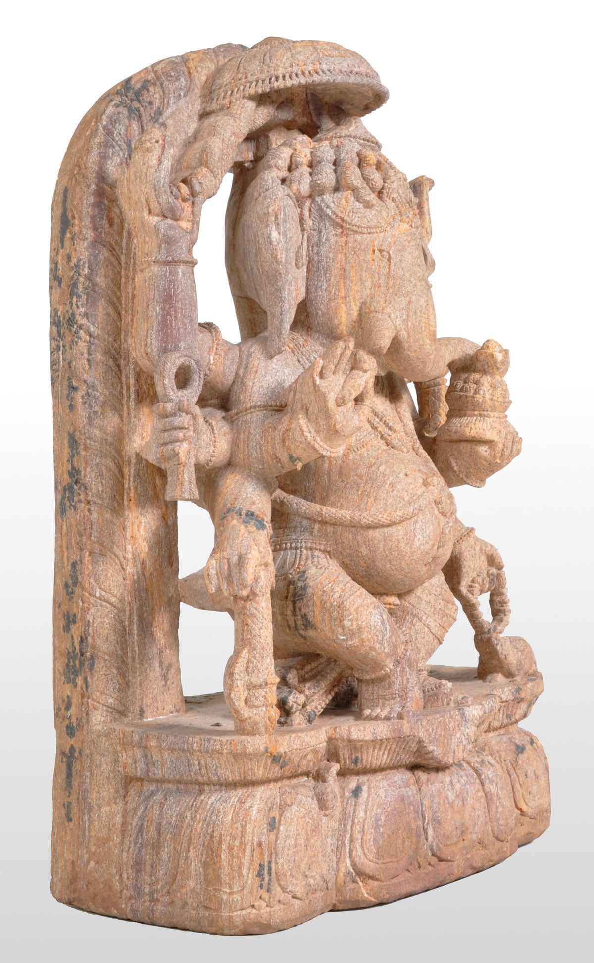 Antique 17th Century Hindu Carved Sandstone Ganesha Statue / Stele India 1600's