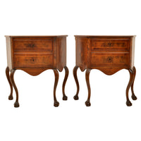 Pair of Antique Italian Inlaid Walnut Baroque Commodes / Chests / Stands / Tables, circa 1750
