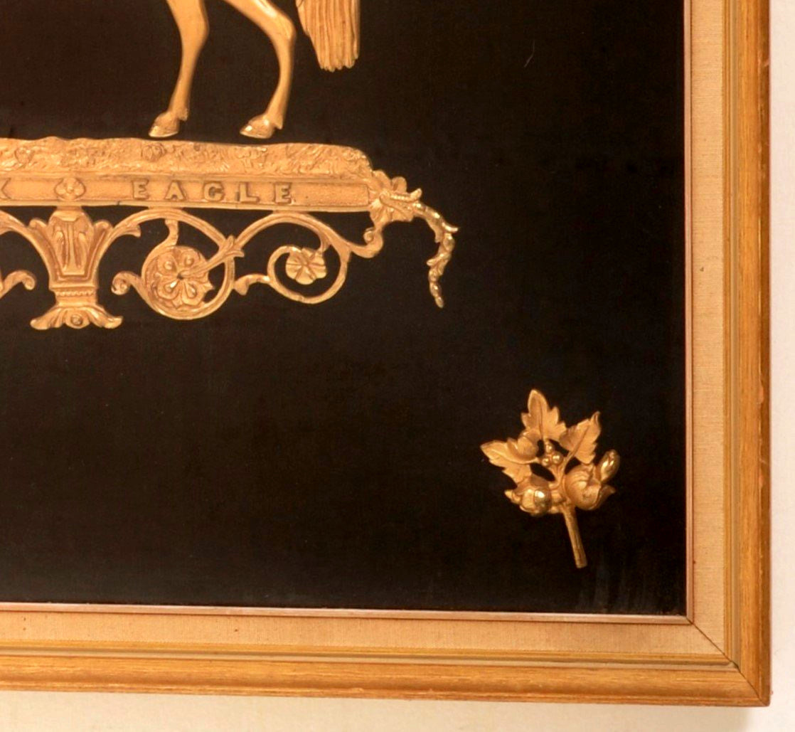 Antique English Gilt Bronze Plaque/Diorama of "Black Eagle," Circa 1880