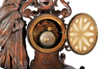 Antique French Rococo Style Bronze Figural 8-Day Movement Clock, circa 1895