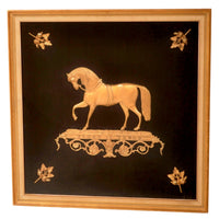 Antique English Gilt Bronze Plaque/Diorama of "Black Eagle," Circa 1880