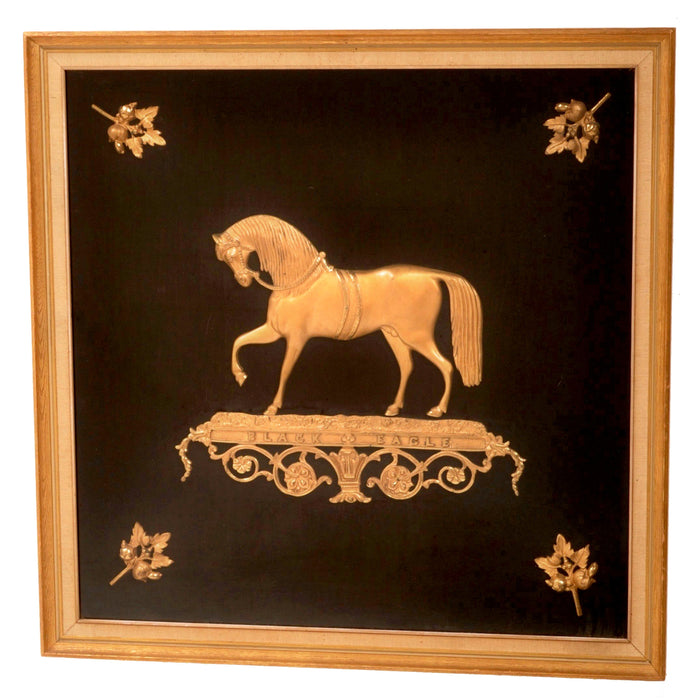 Antique English Gilt Bronze Plaque/Diorama of "Black Eagle," Circa 1880