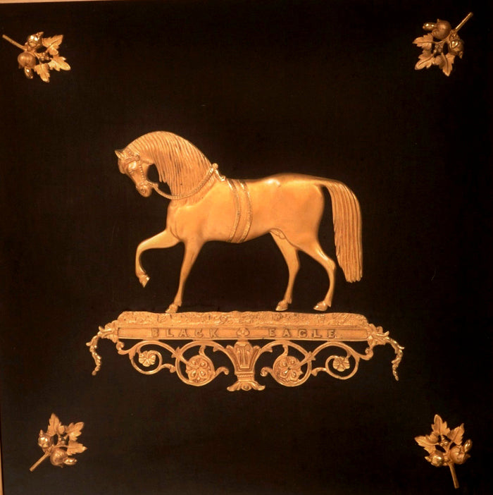 Antique English Gilt Bronze Plaque/Diorama of "Black Eagle," Circa 1880