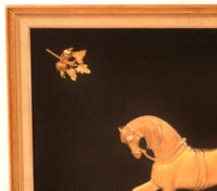Antique English Gilt Bronze Plaque/Diorama of "Black Eagle," Circa 1880