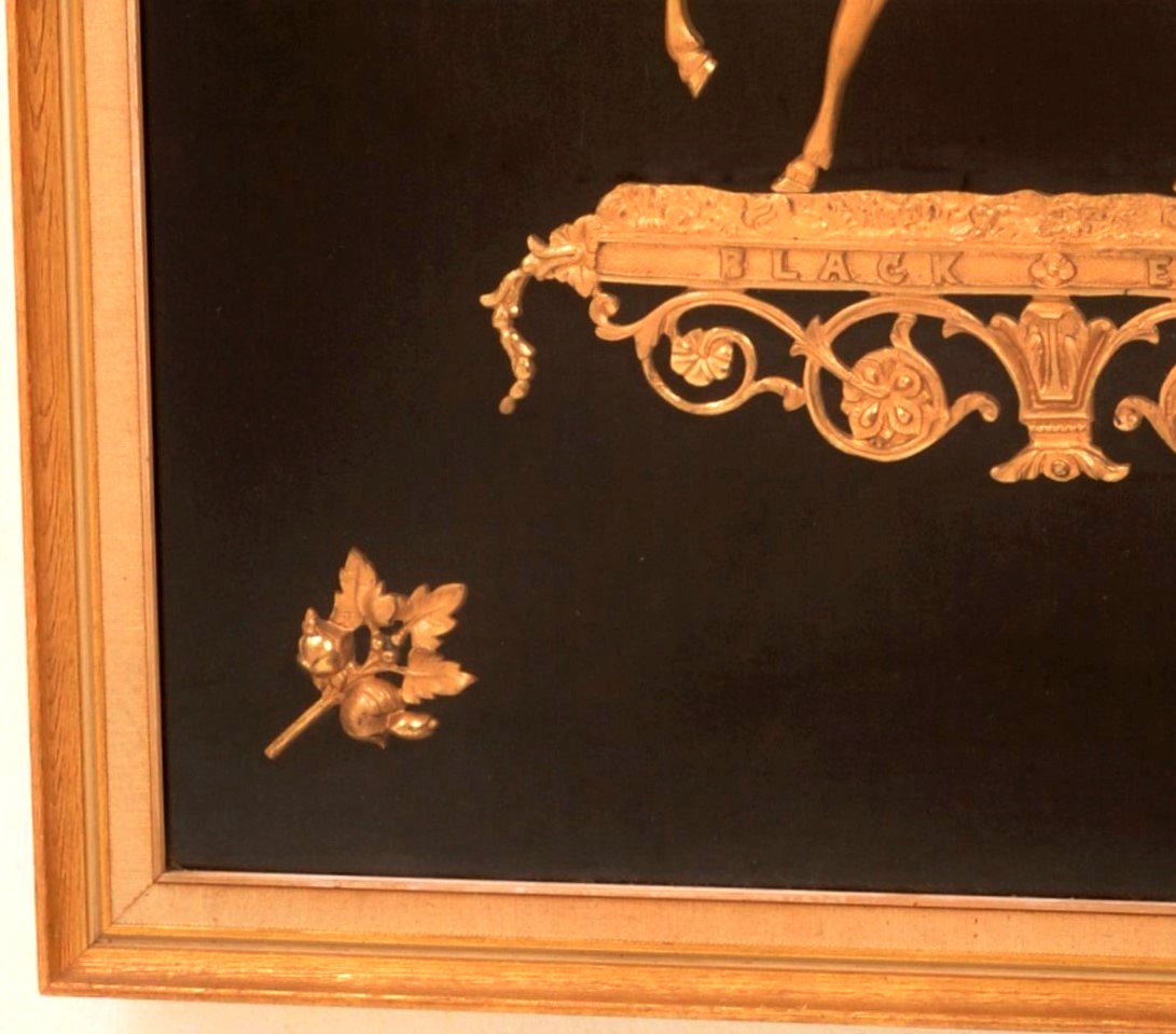 Antique English Gilt Bronze Plaque/Diorama of "Black Eagle," Circa 1880