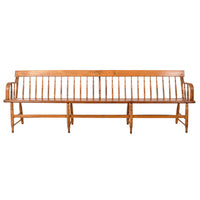 Antique American Windsor Pine & Maple Spindle Back Colonial Deacon's Bench, circa 1860