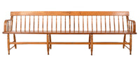 Antique American Windsor Pine & Maple Spindle Back Colonial Deacon's Bench, circa 1860