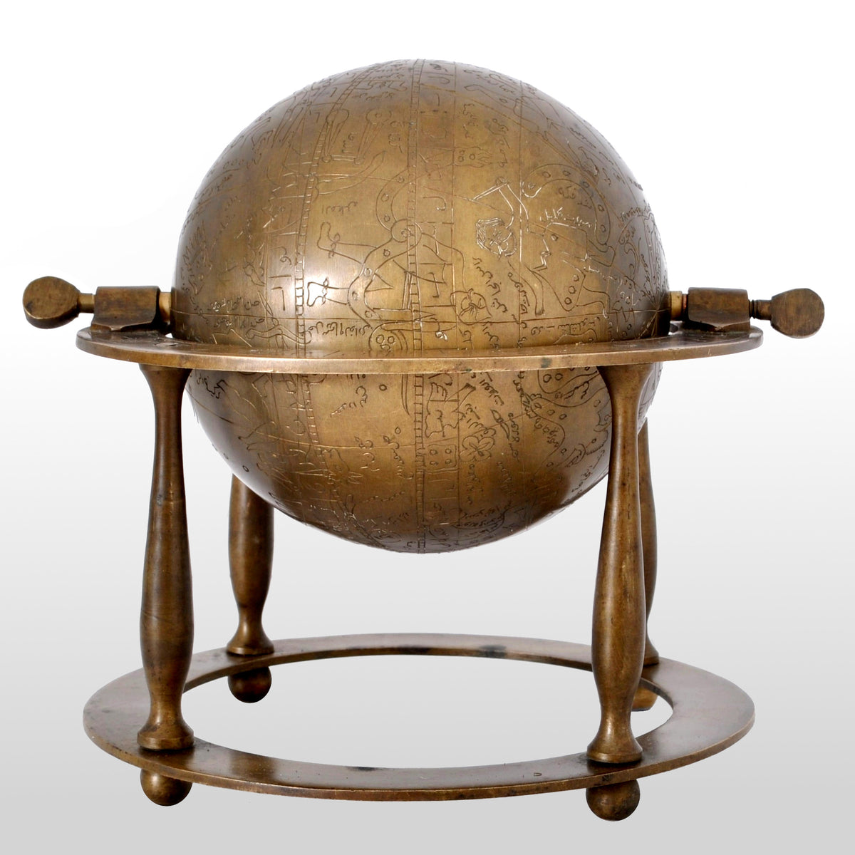 Antique 19th Century Islamic Persian Arabic Bronze Celestial Globe Astrolabe, circa 1850