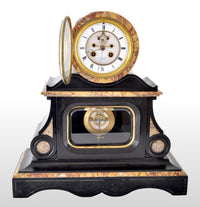 Antique 8-Day Marble & Slate Mantel Clock by Henri Marc of Paris, circa 1870