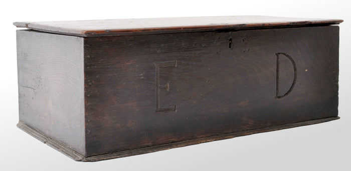 Antique Charles II Oak Bible Box, circa 1680
