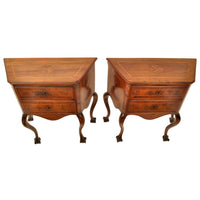 Pair of Antique Italian Inlaid Walnut Baroque Commodes / Chests / Stands / Tables, circa 1750