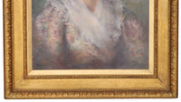 Antique English School Oil on Canvas Painting Female Portrait, Circa 1900